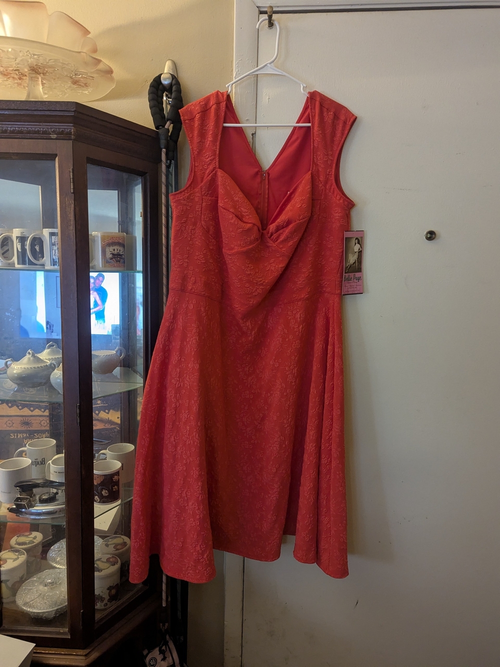 Bettie Page Vibrant Strawberry Red Midi Dress